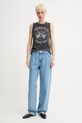 Bavlněný top The Kooples FDEB30002K černá SS25