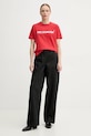 Bavlnené tričko The Kooples FTSC30027K červená SS25