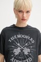 Bavlněné tričko The Kooples šedá FTSC30042K