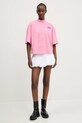Barrow t-shirt bawełniany S5BWWOTH143 różowy SS25