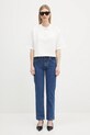 Bavlnené tričko Anine Bing Myers Cropped Tee Framed Monogram A.08.10920 biela