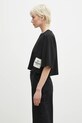 Fiorucci t-shirt bawełniany Logo Label Cropped Padded U02SPTSH106CJ01BK01 czarny SS25
