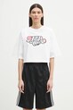 Fiorucci tricou din bumbac Curly Lollipop Logo Cropped Padded print alb U02SPTSH106CJ01WH01