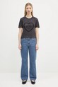 GANNI tricou din bumbac Heavy Cotton Heart Small T4178 gri
