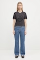 GANNI t-shirt bawełniany Heavy Cotton Heart Small T4178 szary