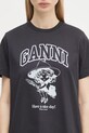 Памучна тениска GANNI Basic Cotton Witch Relaxed сив T4138