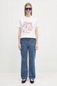 GANNI tricou din bumbac Basic Jersey Bunnies Relaxed T3994 alb