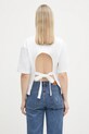 Îmbrăcăminte GANNI tricou din bumbac Heavy Cotton Tie Back Waisted T4149 alb