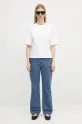 GANNI t-shirt bawełniany Heavy Cotton Tie Back Waisted T4149 biały
