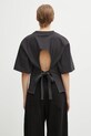 Oblečení Bavlněné tričko GANNI Heavy Cotton Tie Back Waisted T4179 šedá