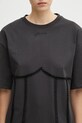 Bavlněné tričko GANNI Heavy Cotton Tie Back Waisted šedá T4179