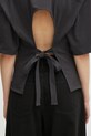 Bavlněné tričko GANNI Heavy Cotton Tie Back Waisted T4179 šedá