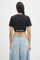 Ρούχα Βαμβακερό μπλουζάκι Palm Angels Classic Logo Tape Crop PWAA067C99JER0011010 μαύρο