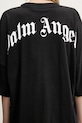 Palm Angels tricou din bumbac Back Curved Logo Loose PWAA023S25JER0041001 negru