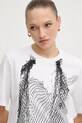 Sisley t-shirt bawełniany biały 3I1XL107G