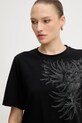 Sisley t-shirt bawełniany czarny 3I1XL107G