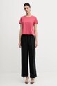 Sisley t-shirt bawełniany 3I1XL107A różowy SS25