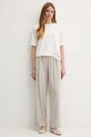 Sisley tricou din bumbac 3F1QL107M bej SS25