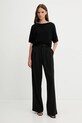 Sisley t-shirt z domieszką lnu 105GM106H czarny SS25