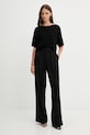 Sisley tricou din amestec de in 105GM106H negru SS25