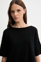 Sisley t-shirt z domieszką lnu czarny 105GM106H