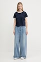 Bavlnené tričko Abercrombie & Fitch KI139.5529.210 tmavomodrá SS25