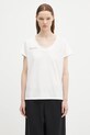 Pangaia tricou din bumbac Lightweight Scoop Neck T-Shirt print alb 10002565