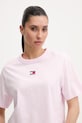 Tommy Jeans t-shirt bawełniany różowy DW0DW22202