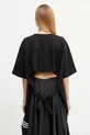 Oblečenie Bavlnené tričko GANNI Heavy Cotton Drop Shoulder Open Back T4168 čierna