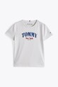 Παιδικό βαμβακερό μπλουζάκι Tommy Hilfiger KG0KG08296.128.176.PPYA λευκό SS25