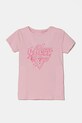 Dětské bavlněné tričko Guess s elastanem růžová J5RI02.K6YW4.PPYA