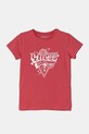 Guess t-shirt bawełniany dziecięcy z elastanem różowy J5RI02.K6YW4.PPYA