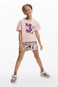 Детска памучна тениска Desigual щампа розов 25SGTK03