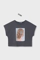 Mayoral t-shirt bawełniany dziecięcy nadruk szary 6021.8B.Junior.PPYA