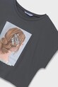 Dziewczynka Mayoral t-shirt bawełniany dziecięcy 6021.8B.Junior.PPYA szary