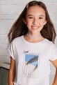 Mayoral t-shirt bawełniany dziecięcy nadruk biały 6026.8E.Junior.PPYA