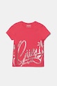 Guess t-shirt dziecięcy z elastanem różowy J5GI29.K6YW4.PPYA