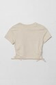 Puma t-shirt bawełniany dziecięcy FLAMING LOVE Knotted Tee 685108.G beżowy SS25