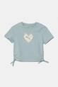 Puma t-shirt bawełniany dziecięcy FLAMING LOVE Knotted Tee nadruk turkusowy 685108.G
