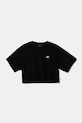 Otroška bombažna kratka majica Vans SALTON RELAX CROP Okrogel črna VN000P5RBLK1