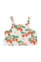 Dziewczynka Tinycottons top bawełniany dziecięcy STRAWBERRIES WOVEN CROP TOP SS25.164 różowy