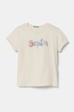 Dětské bavlněné tričko United Colors of Benetton kulatý béžová 3I1XC10MZ.G.Seasonal