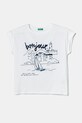 United Colors of Benetton t-shirt bawełniany dziecięcy nadruk biały 3I1XC10NZ.G.Seasonal