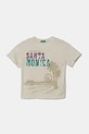United Colors of Benetton tricou de bumbac pentru copii imprimeu bej 3I1XC10NY.G.Seasonal