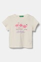 United Colors of Benetton tricou de bumbac pentru copii imprimeu bej 3I1XG10J1.P.Seasonal