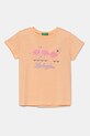 United Colors of Benetton tricou de bumbac pentru copii imprimeu portocaliu 3I1XG10J1.P.Seasonal