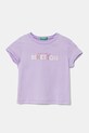 United Colors of Benetton t-shirt bawełniany dziecięcy nadruk fioletowy 3I1XG10HU.P.Seasonal