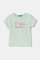 United Colors of Benetton tricou de bumbac pentru copii print verde 3I1XG10HU.P.Seasonal