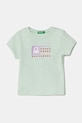 Παιδικό βαμβακερό μπλουζάκι United Colors of Benetton στάμπα πράσινο 3I1XG10HU.P.Seasonal