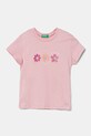 Dječja pamučna majica kratkih rukava United Colors of Benetton pamuk roza 3I1XG10HU.P.Seasonal
